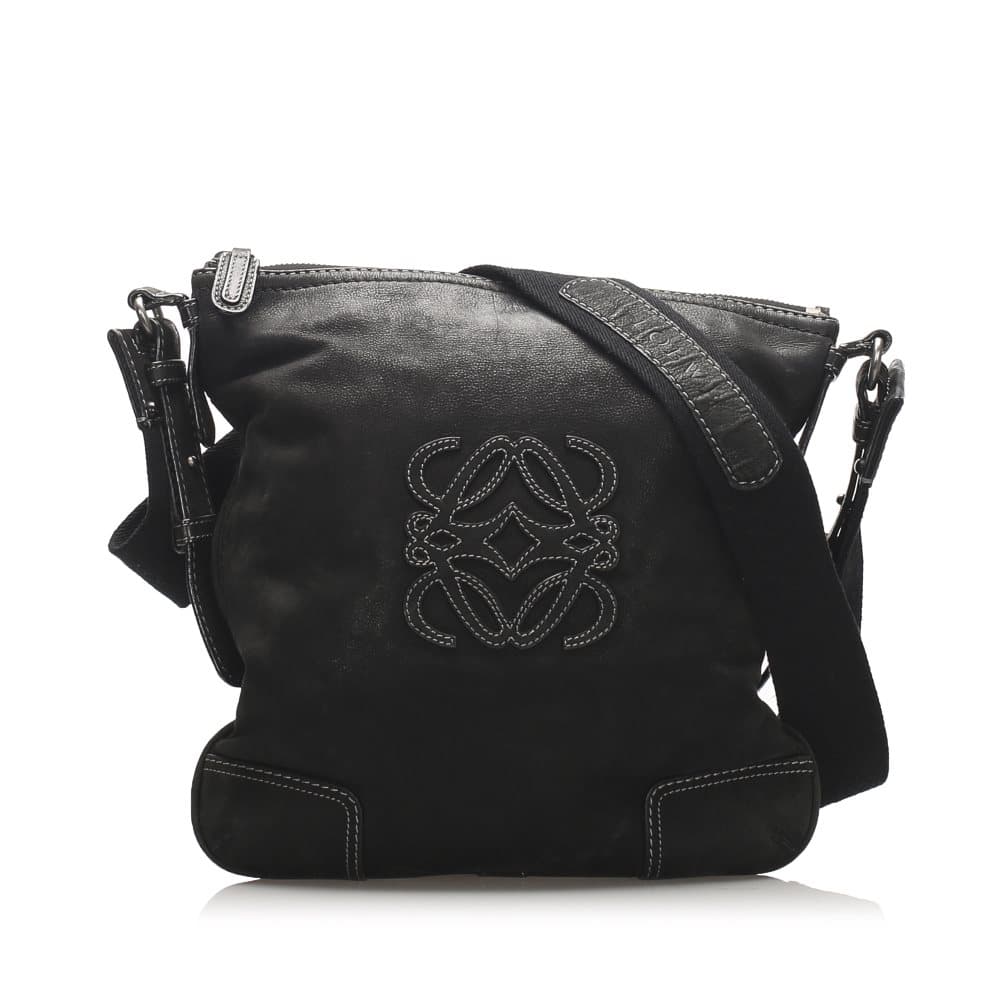 Loewe Anagram Leather Crossbody Bag Black