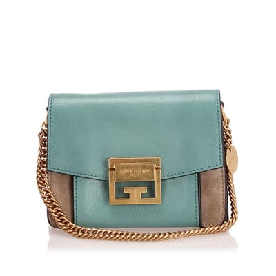Pre-owned Givenchy Mini GV3 Leather Crossbody Bag Green