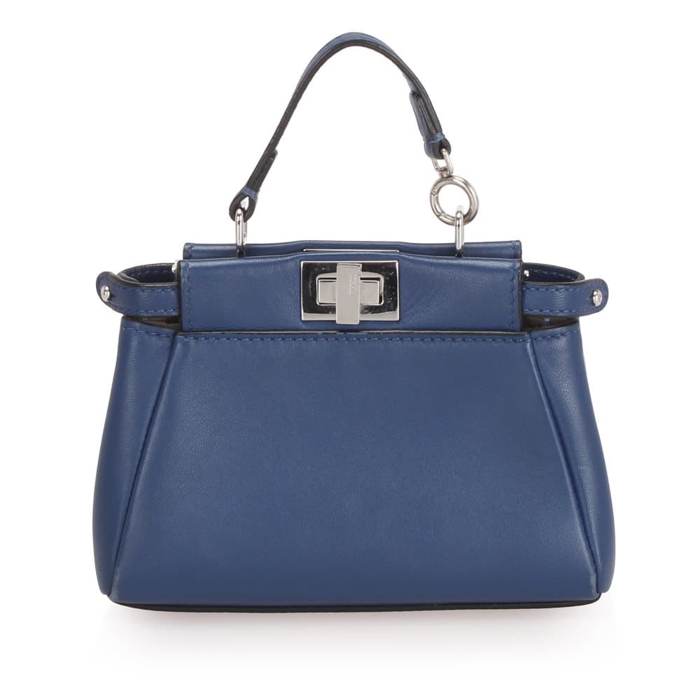 Fendi Micro Peekaboo Leather Crossbody Bag Blue