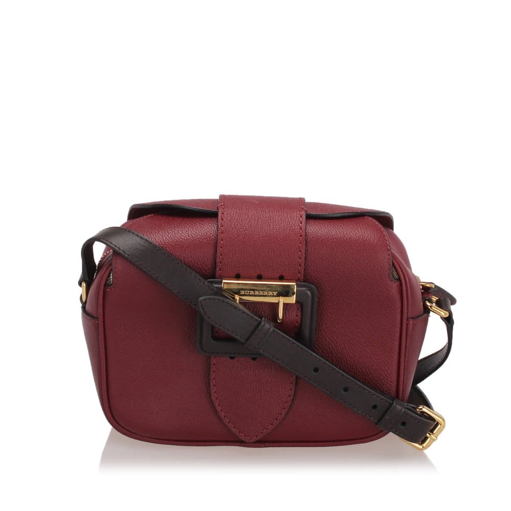 Burberry Buckle Leather Crossbody Bag Red