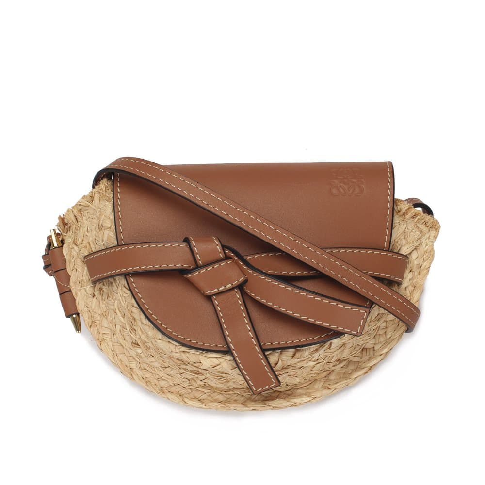 Loewe Gate Raffia Crossbody Bag Brown