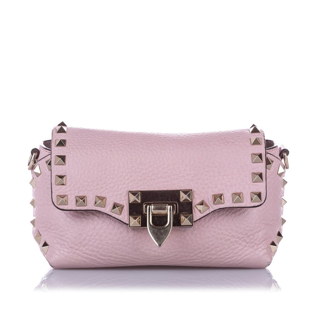 Valentino Rockstud Leather Crossbody Bag Pink