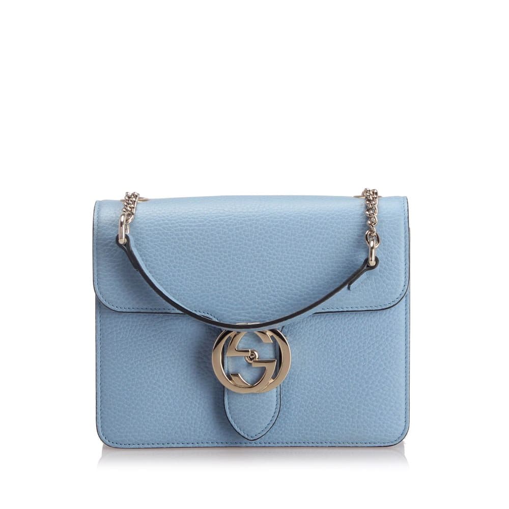 Gucci Interlocking G Leather Crossbody Bag Blue