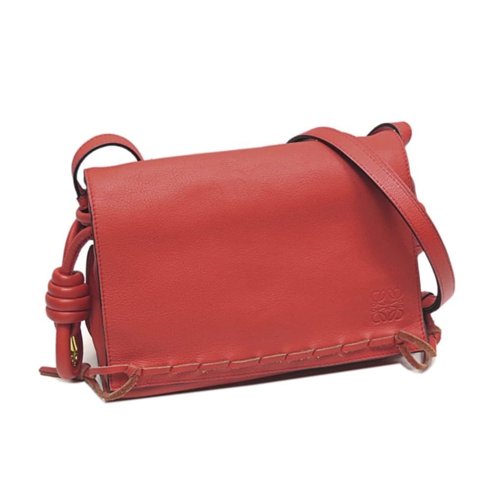 Loewe Flamenco Flap Knot Leather Crossbody Bag Red