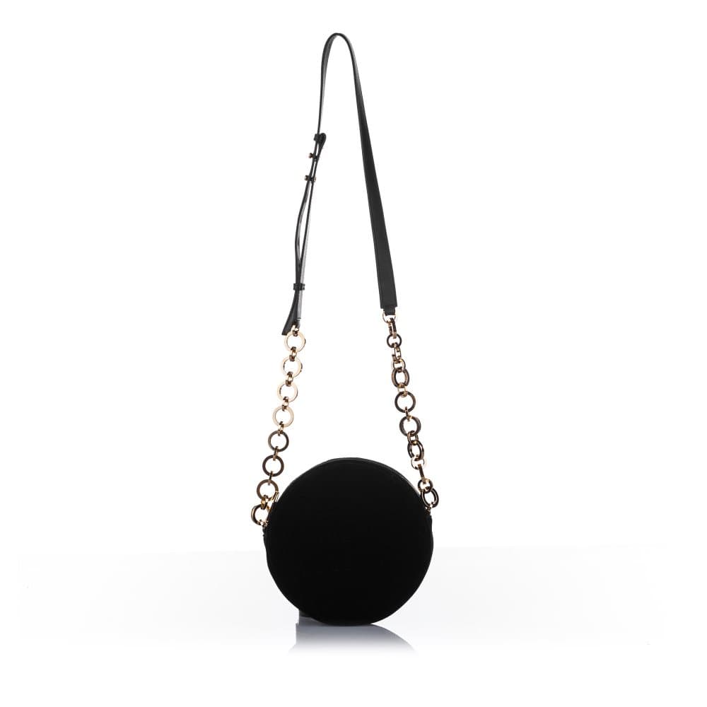 Balmain Disco Velour Crossbody Bag Black
