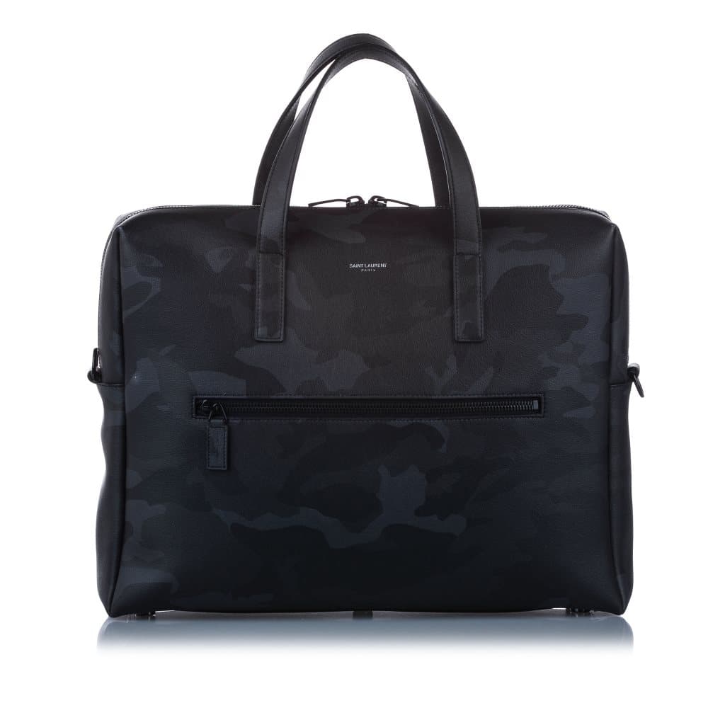 YSL Camouflage Leather Business Bag Black