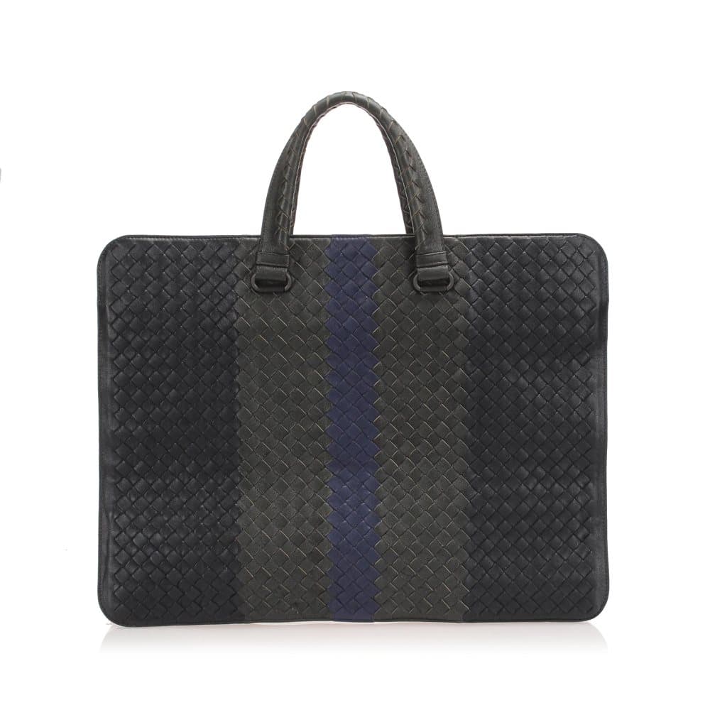 Bottega Veneta Intrecciato Leather Business Bag Black