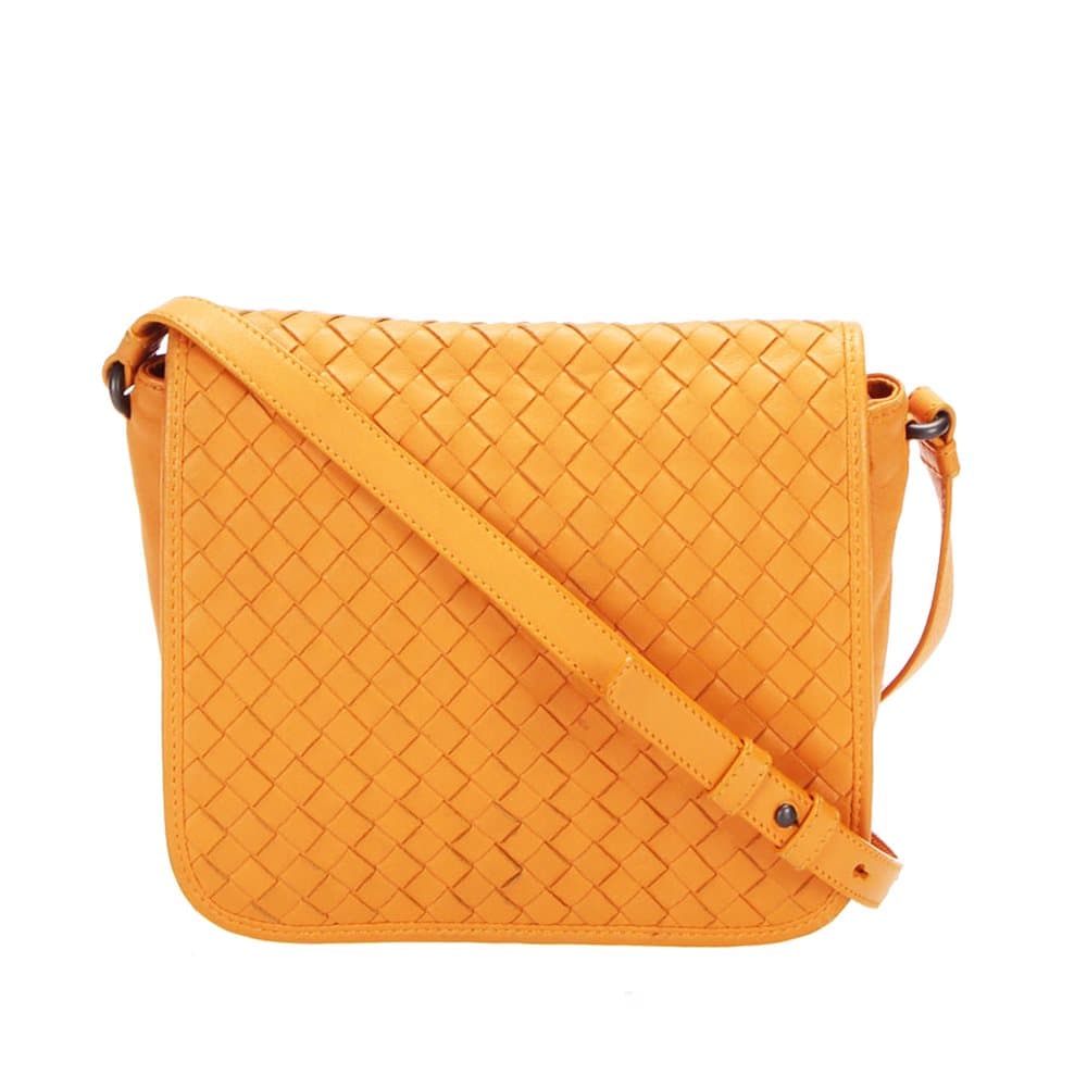 Bottega Veneta Intrecciato Leather Crossbody Bag Orange