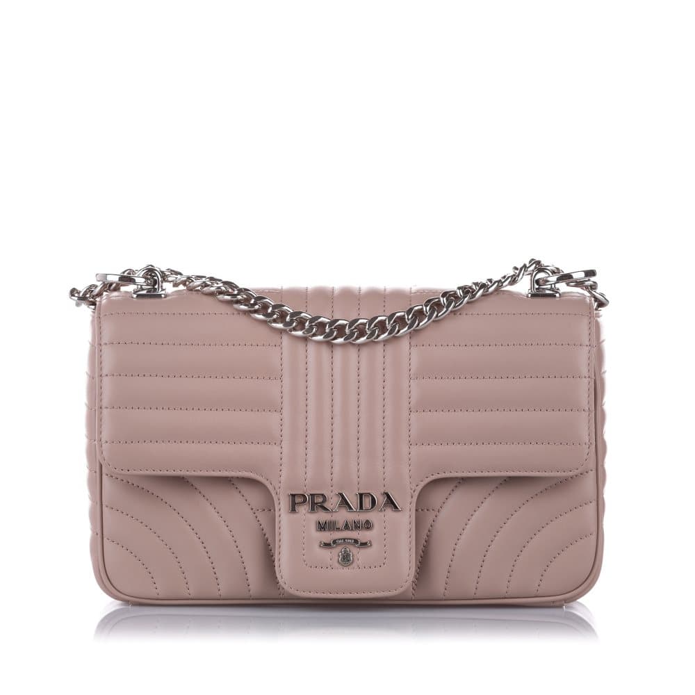 Prada Diagramme Leather Shoulder Bag Brown