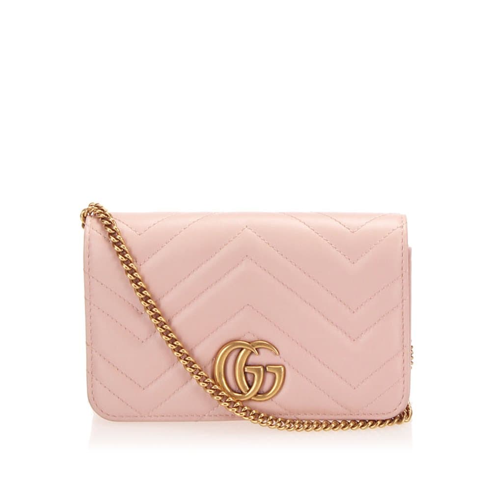 Gucci GG Marmont Leather Crossbody Bag Pink
