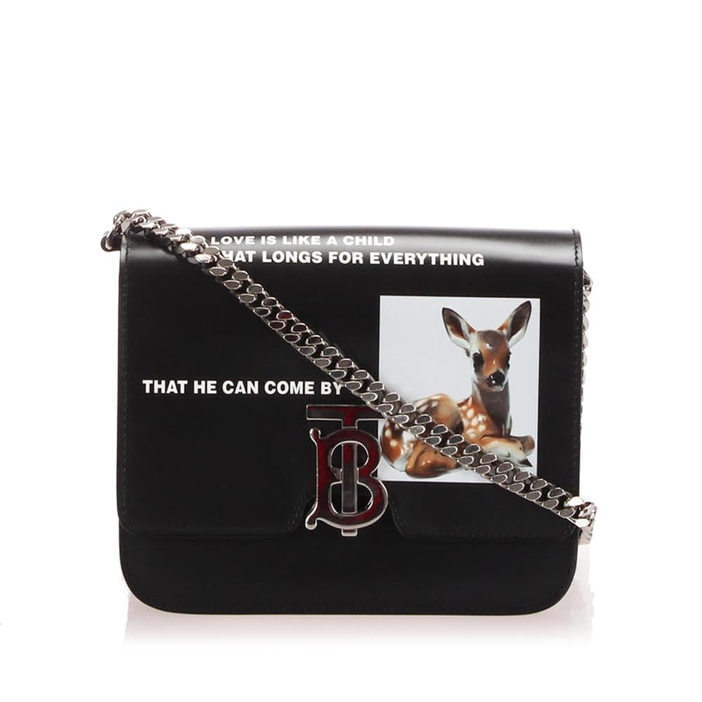 Burberry TB Leather Crossbody Bag Black