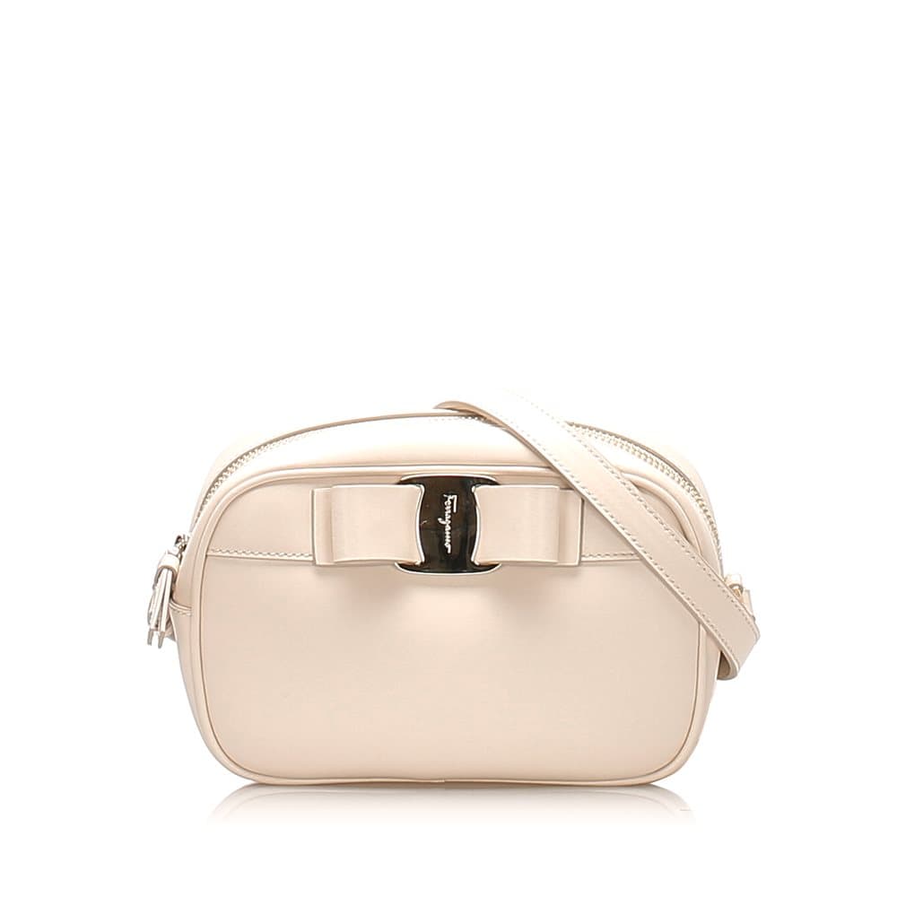 Ferragamo Vara Leather Crossbody Bag White