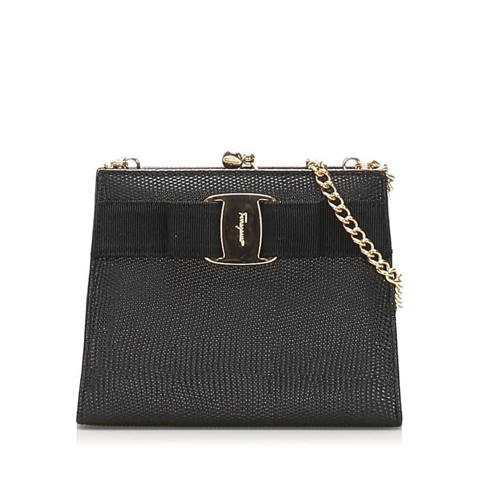 Ferragamo Vara Leather Crossbody Bag Black
