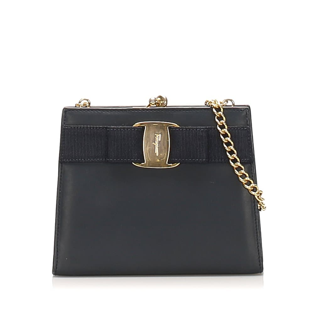Ferragamo Vara Leather Crossbody Bag Black
