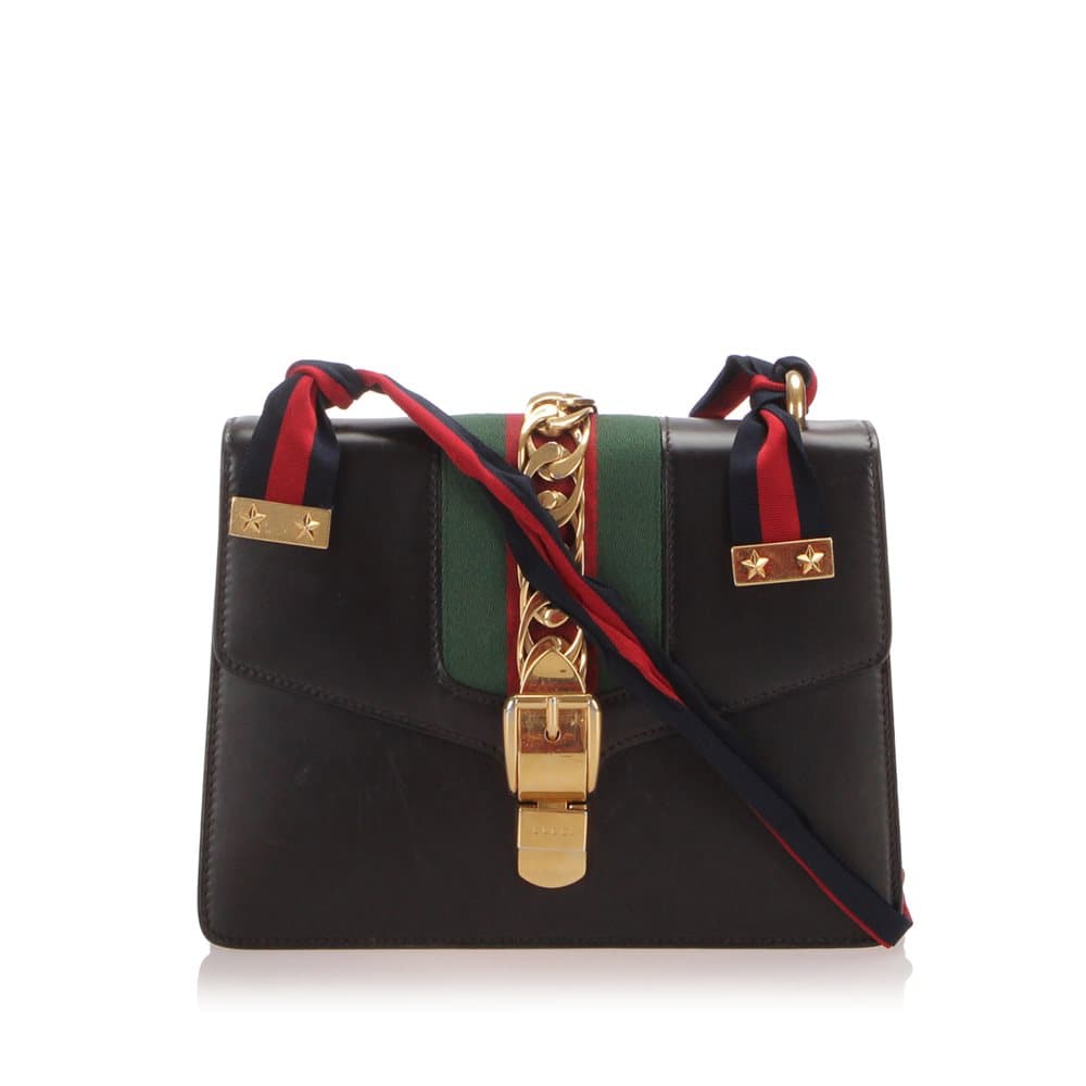 Gucci Sylvie Leather Crossbody Bag Black