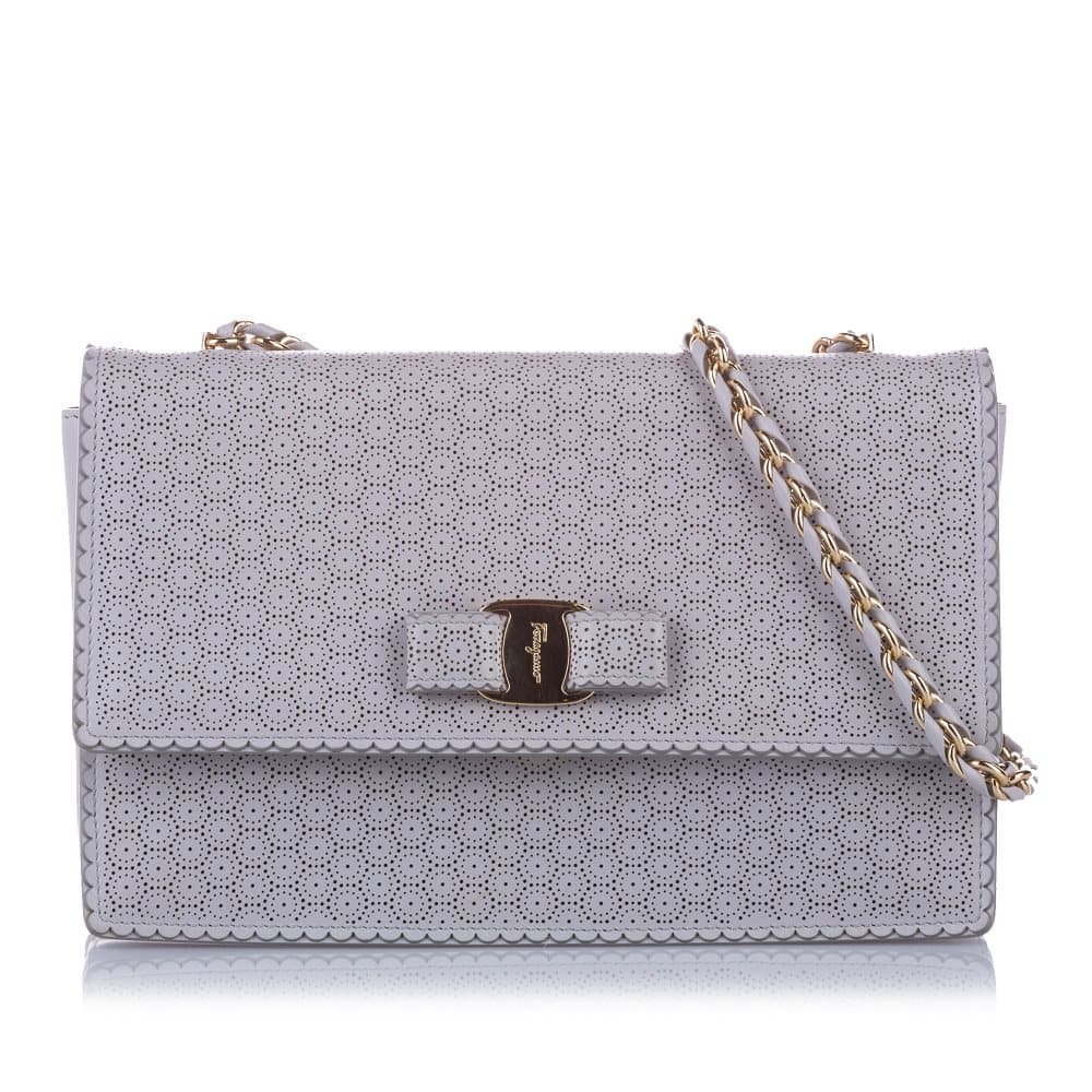 Ferragamo Vara Ginny Leather Crossbody Bag Gray