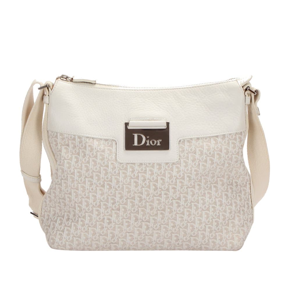 Dior Dior Oblique Canvas Crossbody Bag White