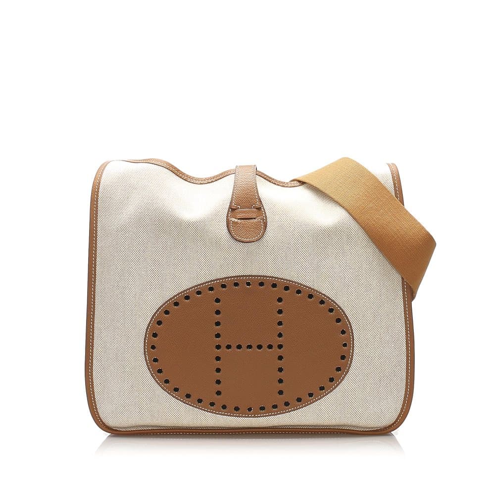 Pre-owned Hermes Toile Evelyne GM White