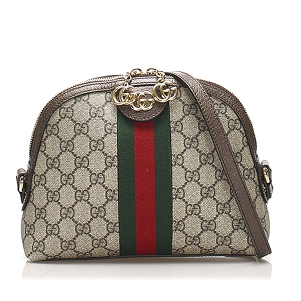 Gucci Small GG Supreme Ophidia Crossbody Bag Brown