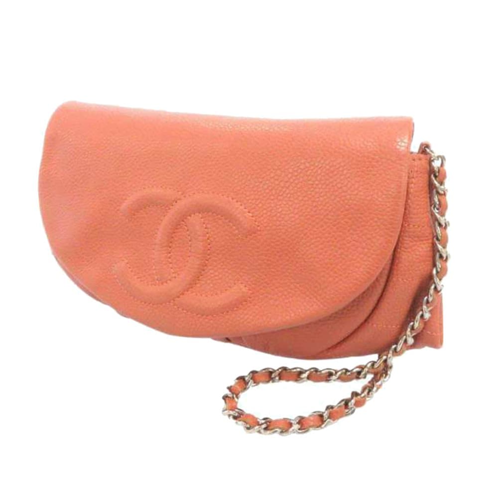 Chanel Half Moon Caviar Leather Wallet on Chain Pink