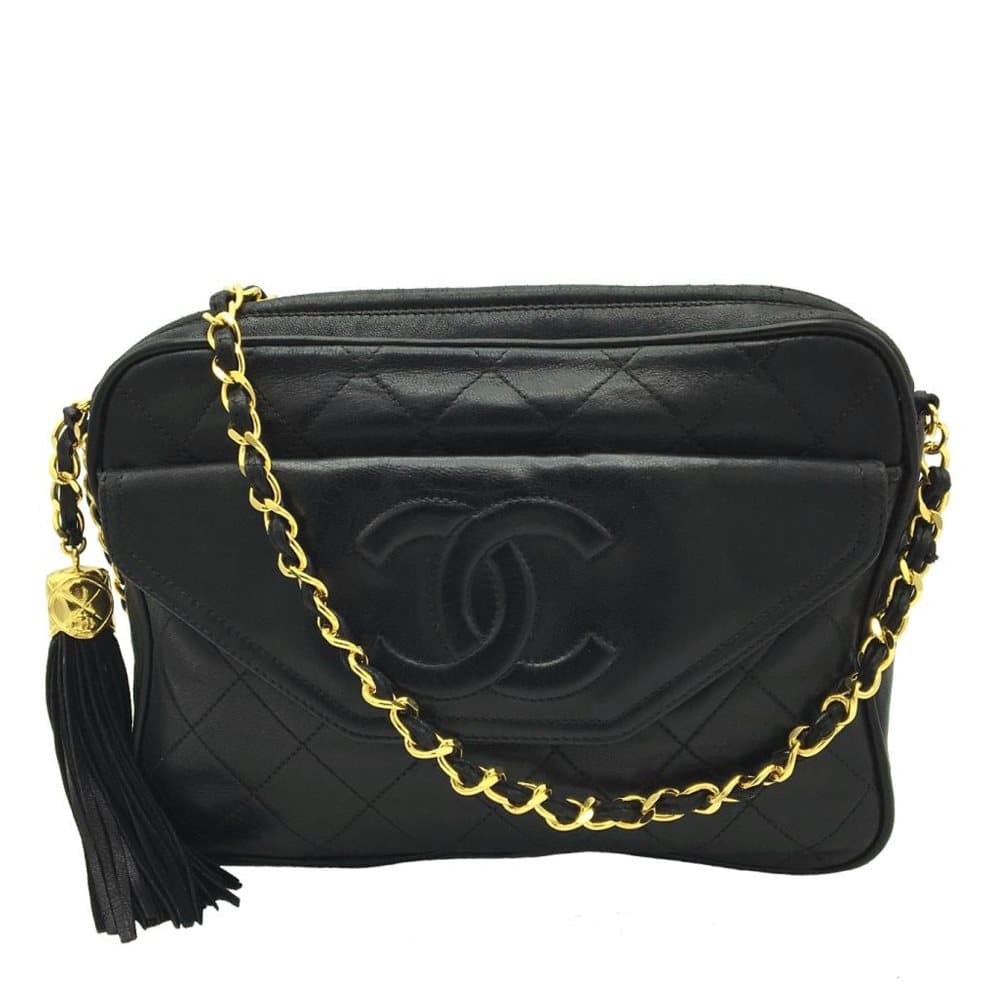 Chanel CC Lambskin Leather Crossbody Bag Black