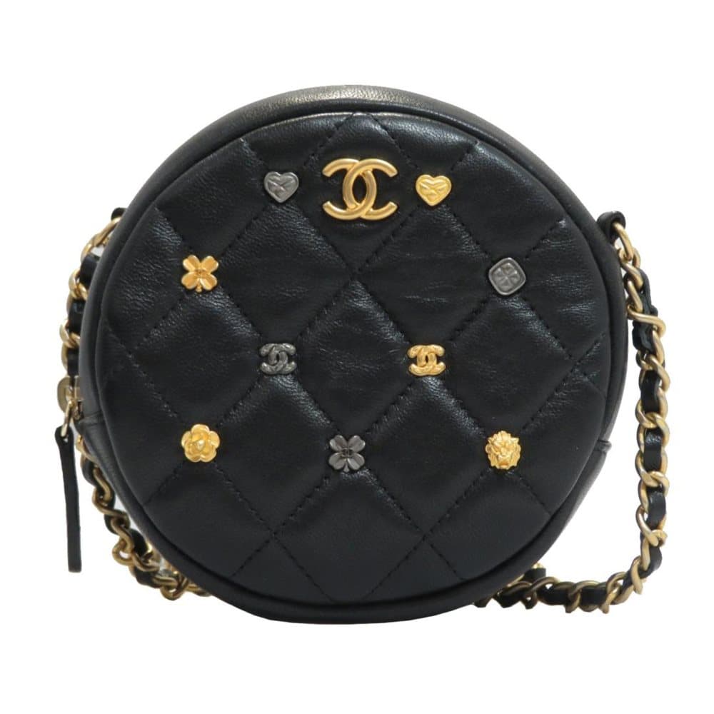 Chanel Round As Earth Lambskin Leather Crossbody Bag Black