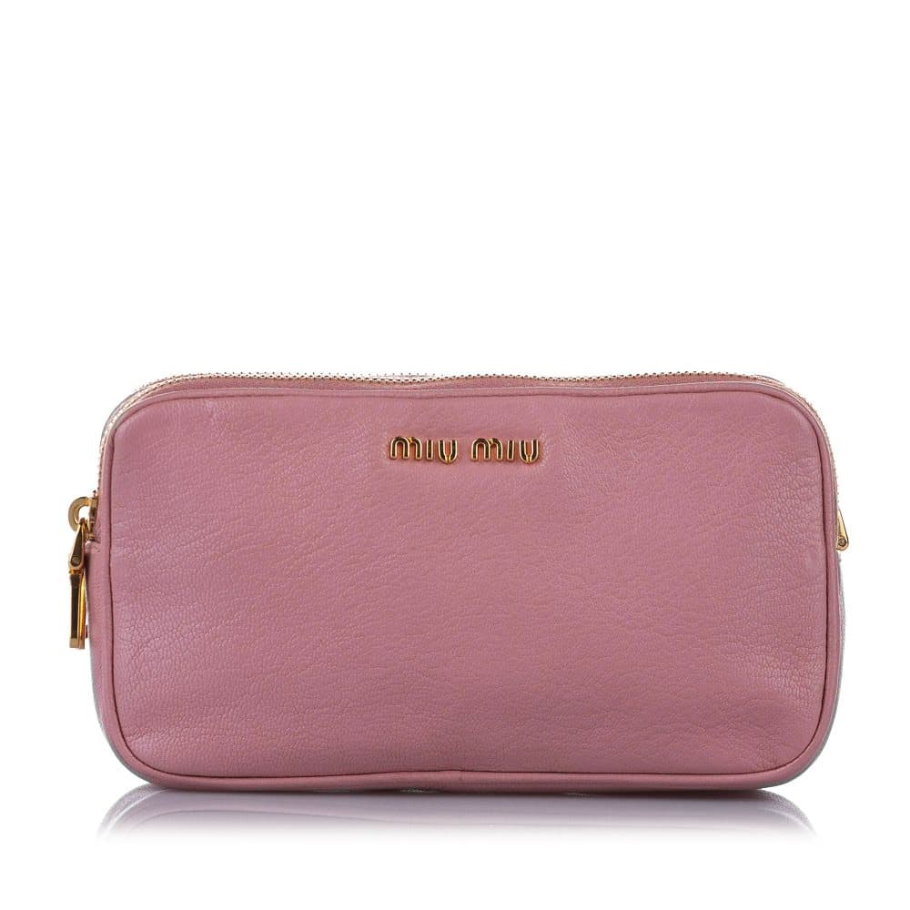Pre-owned Miu Miu Double Zip Leather Crossbody Bag Pink