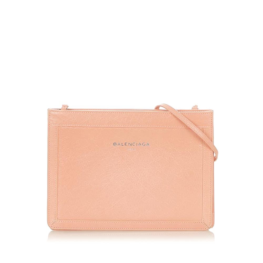 Pre-owned Balenciaga Navy Pochette Leather Crossbody Bag Pink