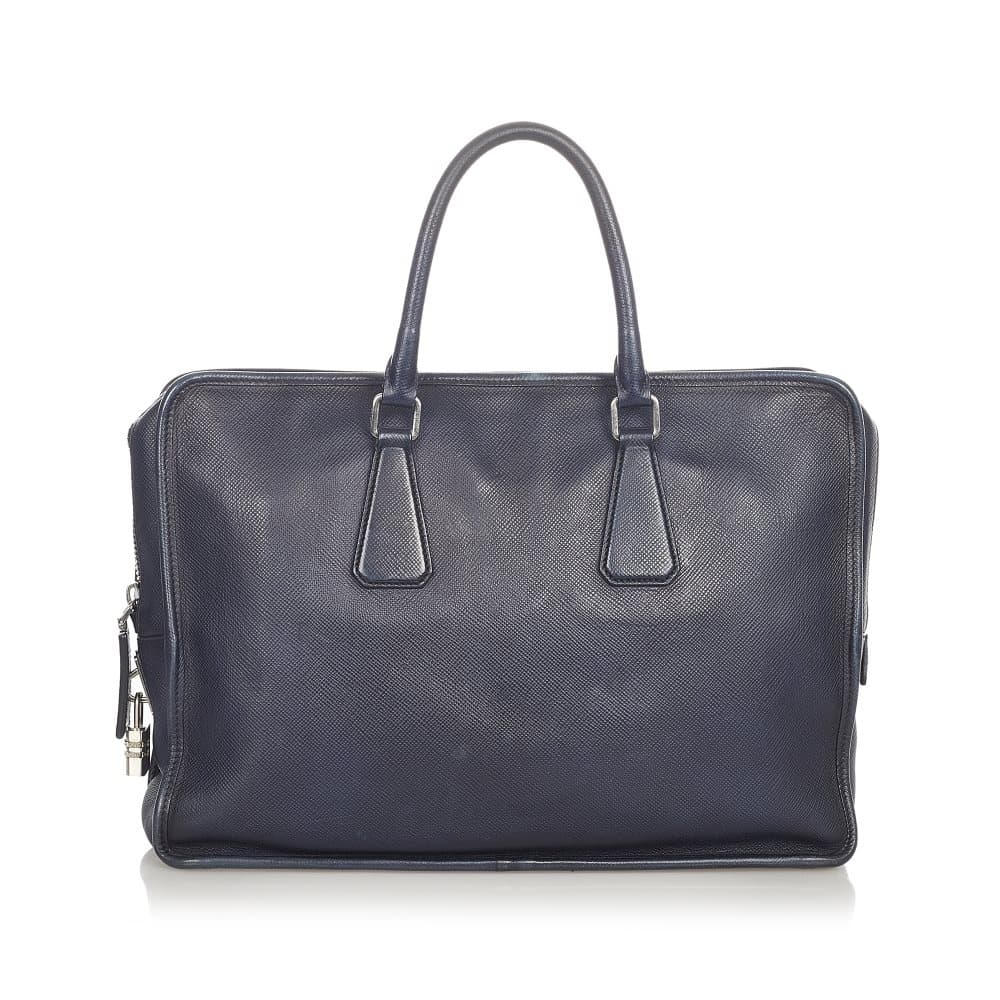 Pre-owned Prada Saffiano Business Bag Blue