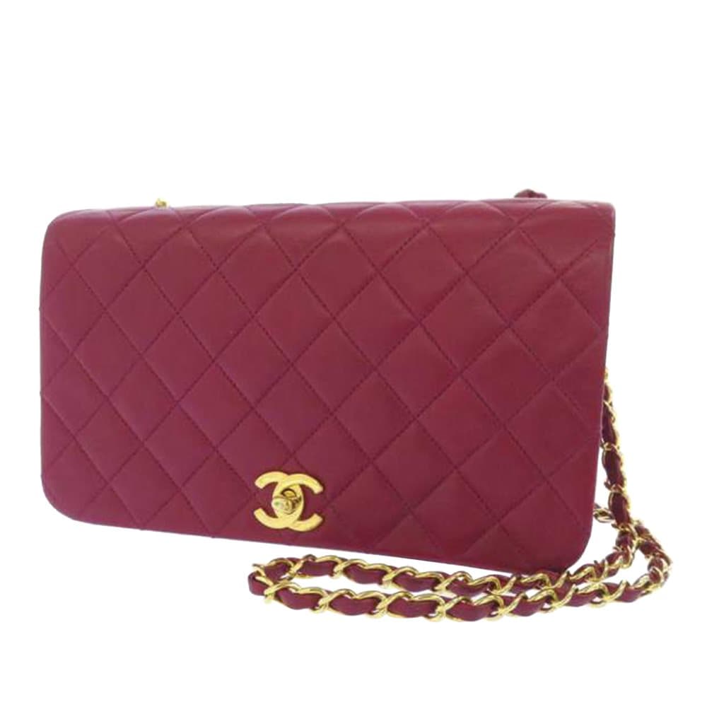 Pre-owned Chanel CC Timeless Lambskin Leather Flap Bag Red