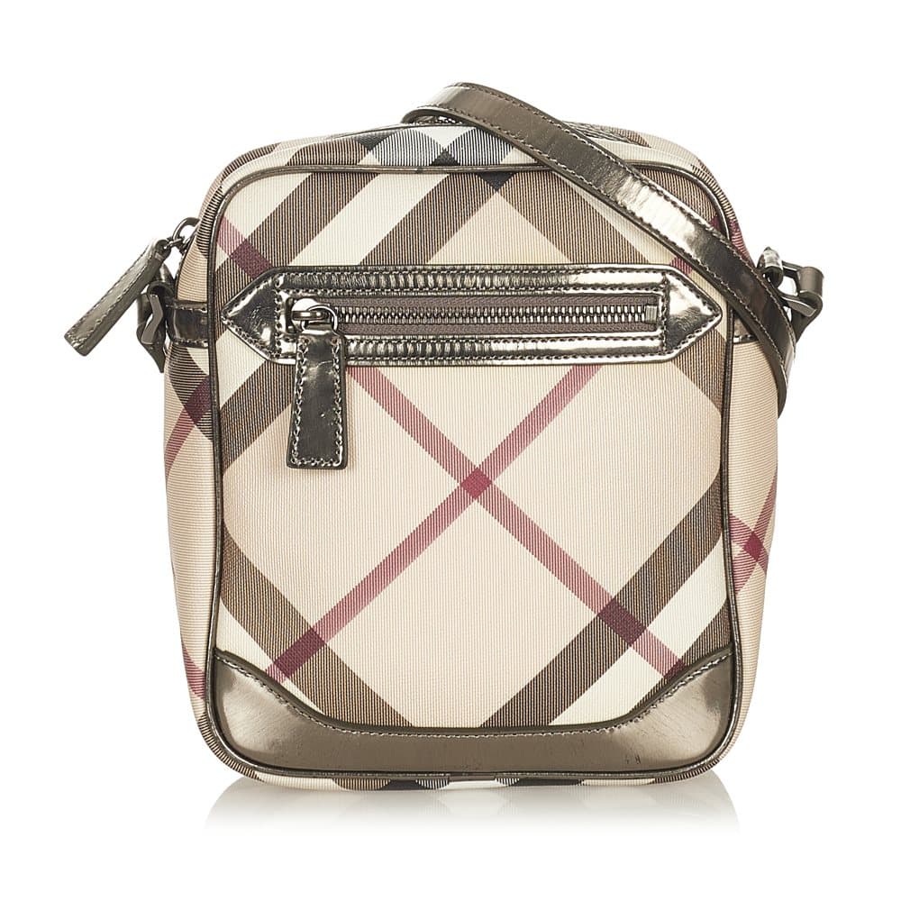 Pre-owned Burberry Supernova Check Canvas Crossbody Bag Brown