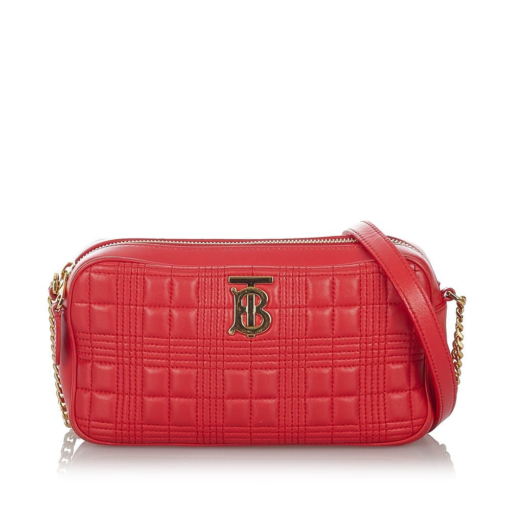 Pre-owned Burberry TB Leather Crossbody Bag Red