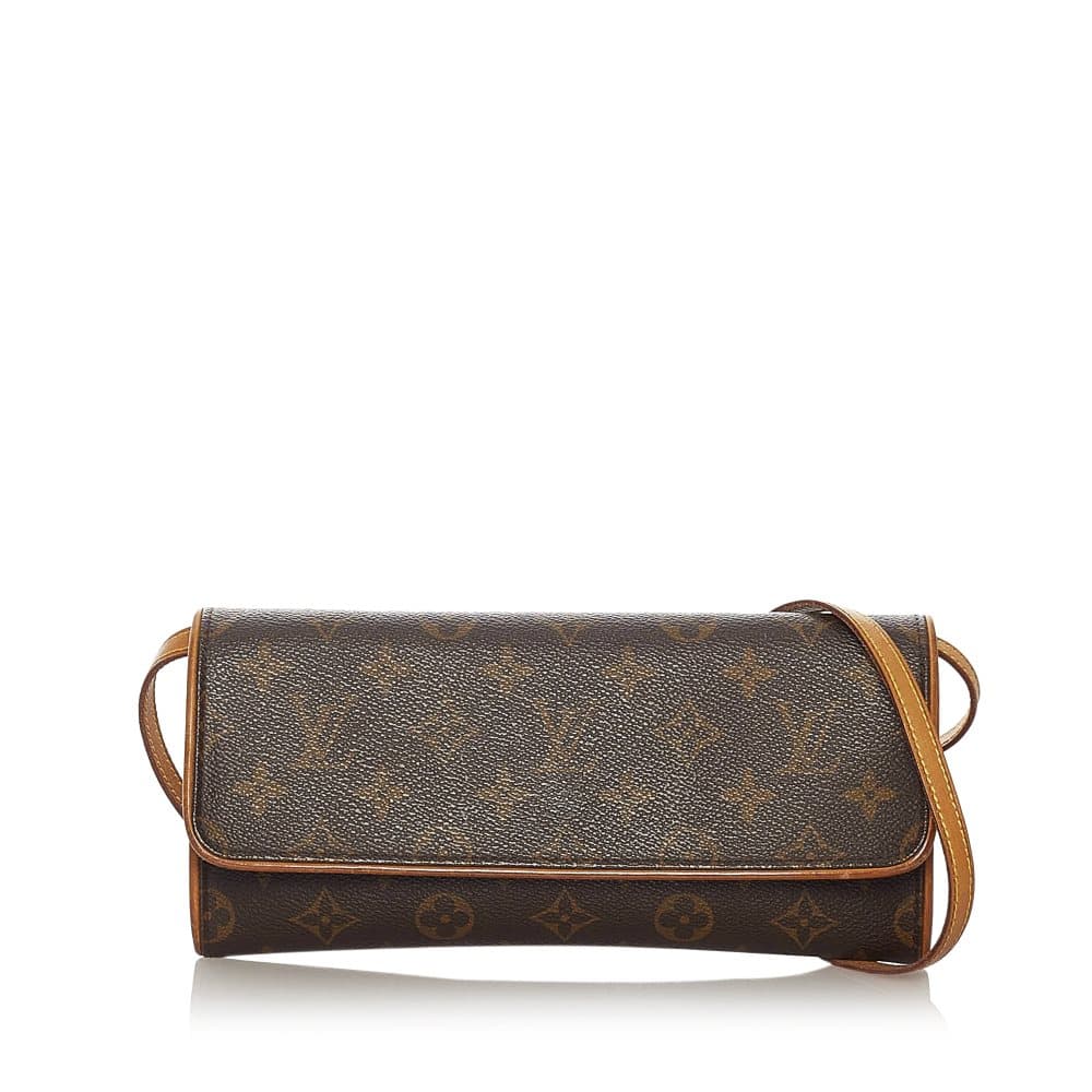 Pre-owned Louis Vuitton Monogram Pochette Twin GM Crossbody Brown
