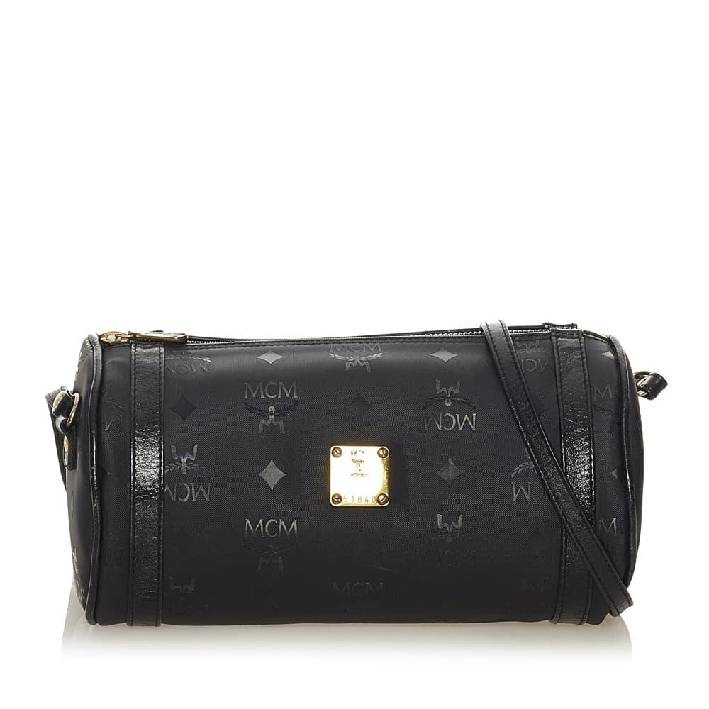 Pre-owned MCM Visetos Nylon Crossbody Bag Black