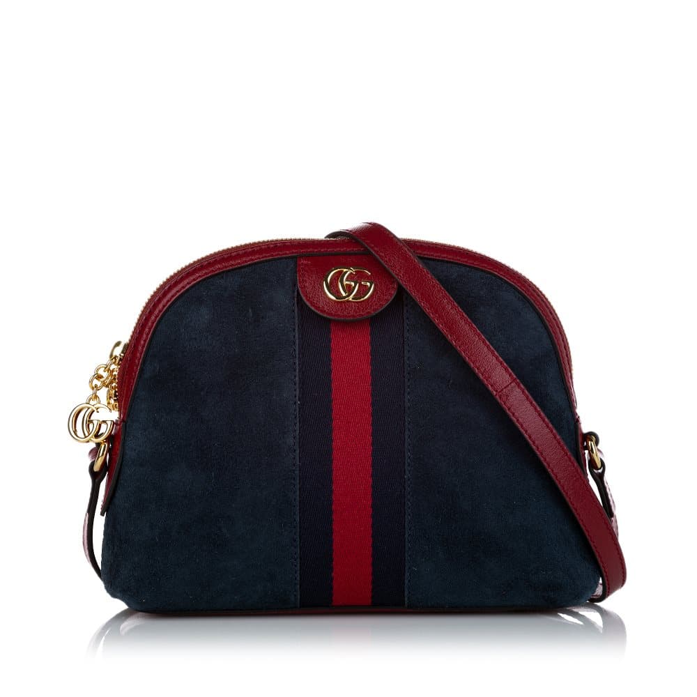 Pre-owned Gucci Small Ophidia Suede Crossbody Bag Blue