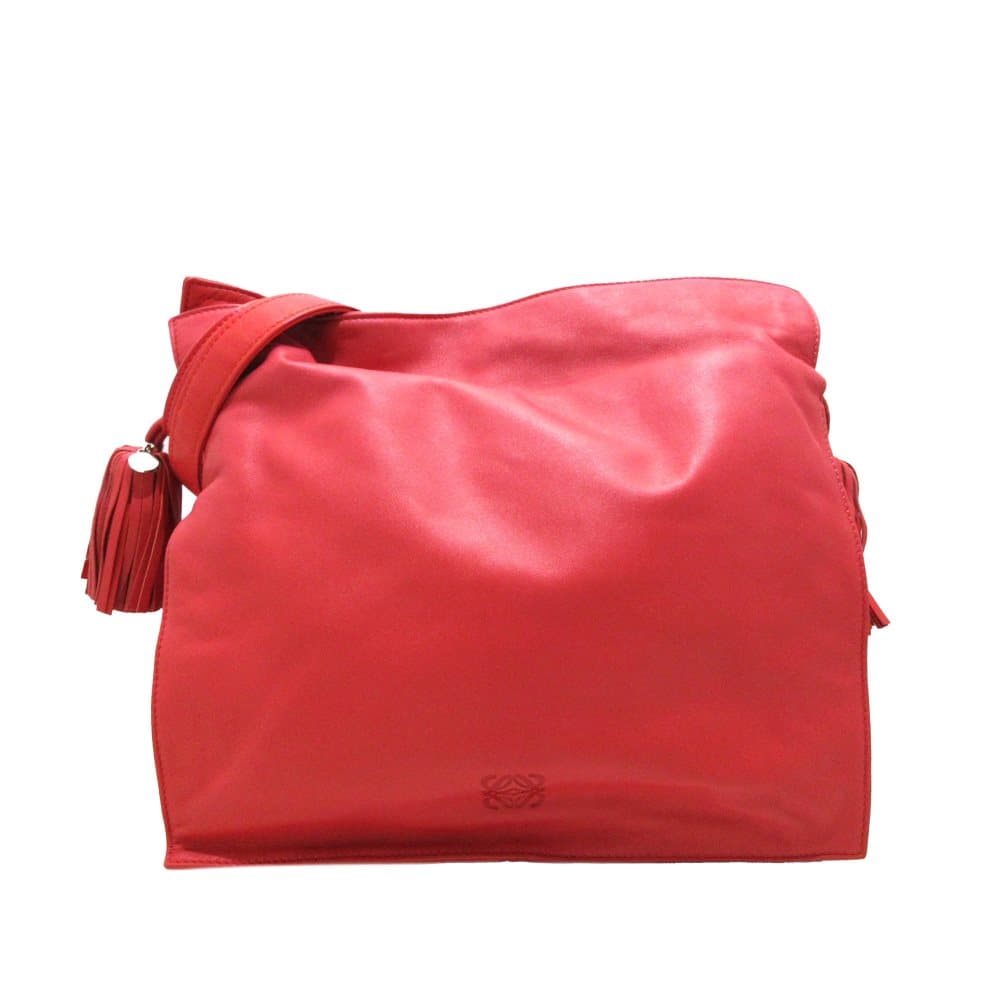 Pre-owned Loewe Flamenco Knot Leather Crossbody Bag Red