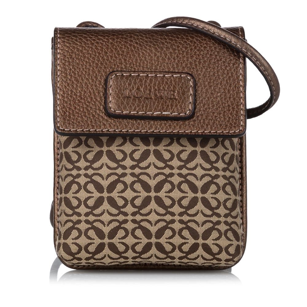 Pre-owned Loewe Anagram Canvas Crossbody Bag Brown