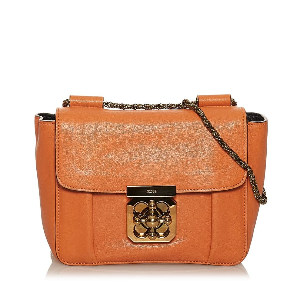 Pre-owned Chloe Elsie Leather Crossbody Bag Orange