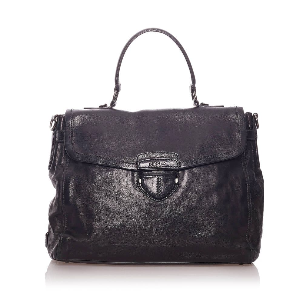 Pre-owned Prada Leather Business Bag Black