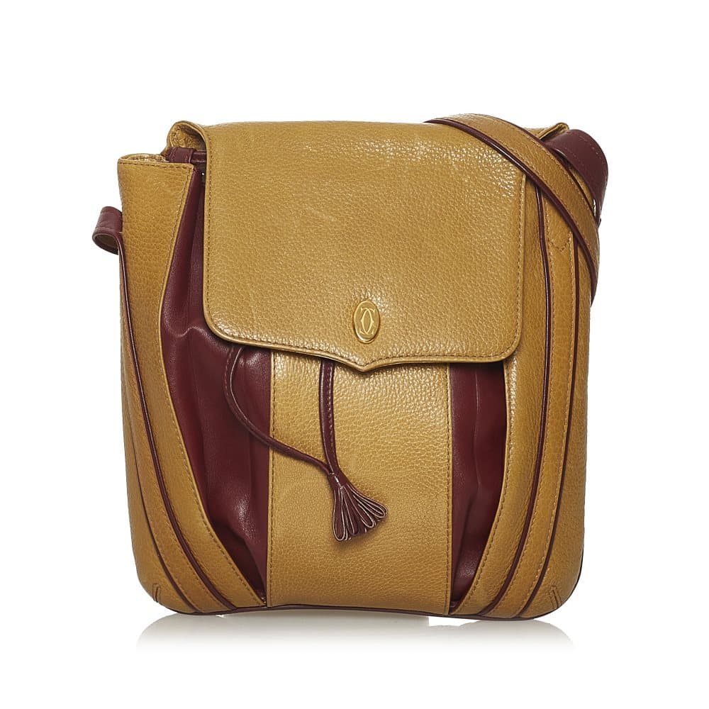 Pre-owned Cartier Must De Cartier Leather Crossbody Bag Brown