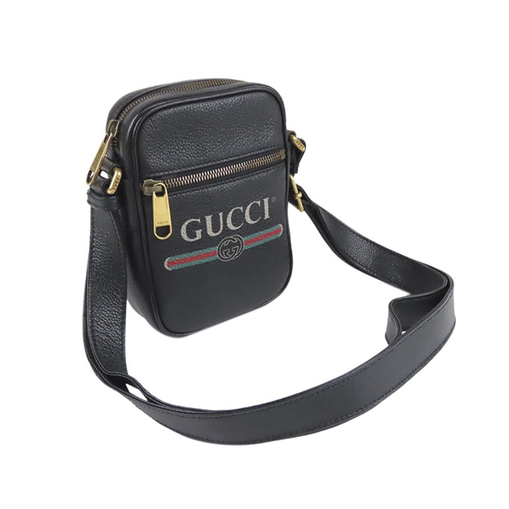 Pre-owned Gucci Logo Leather Crossbody Bag Black