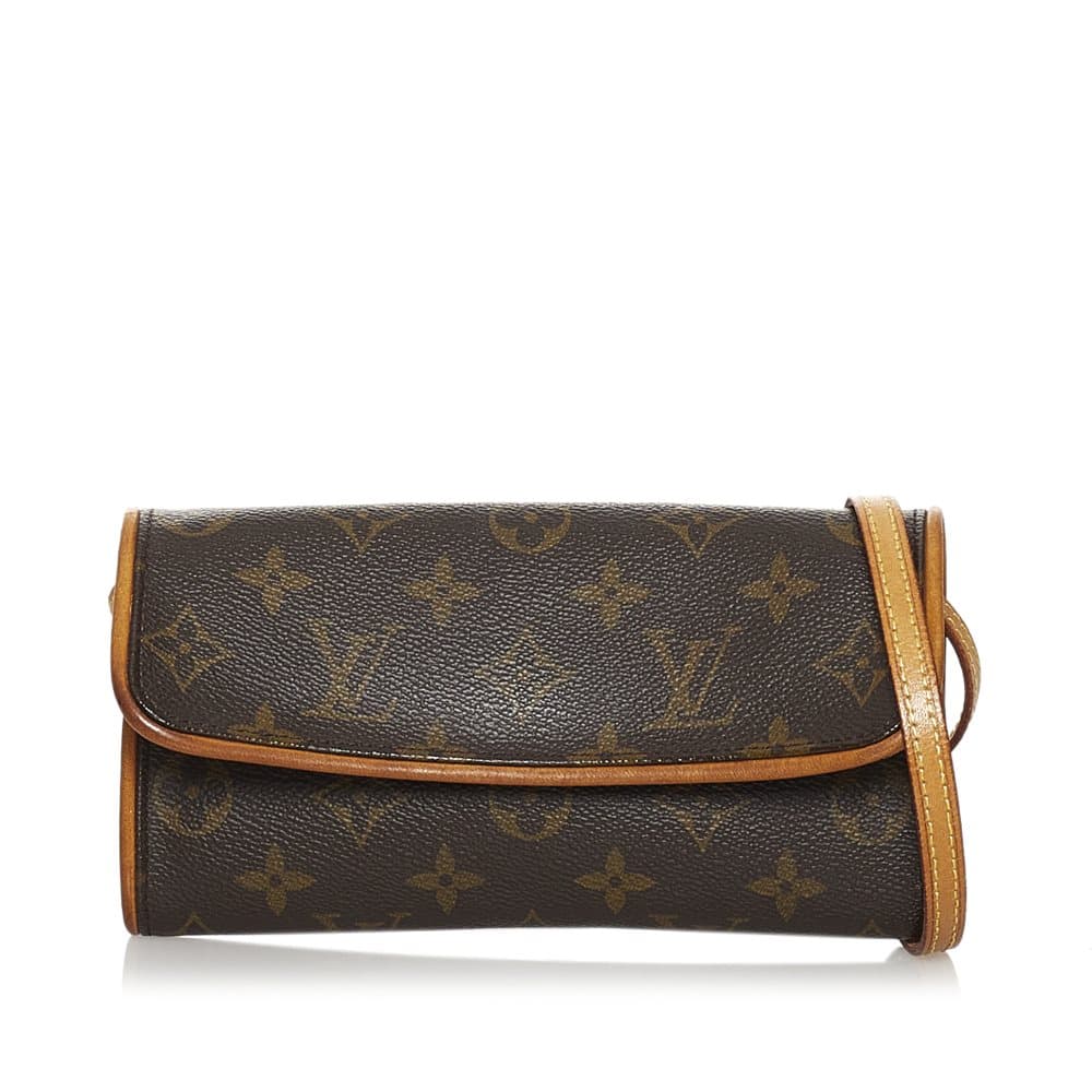 Pre-owned Louis Vuitton Monogram Pochette Twin PM Brown