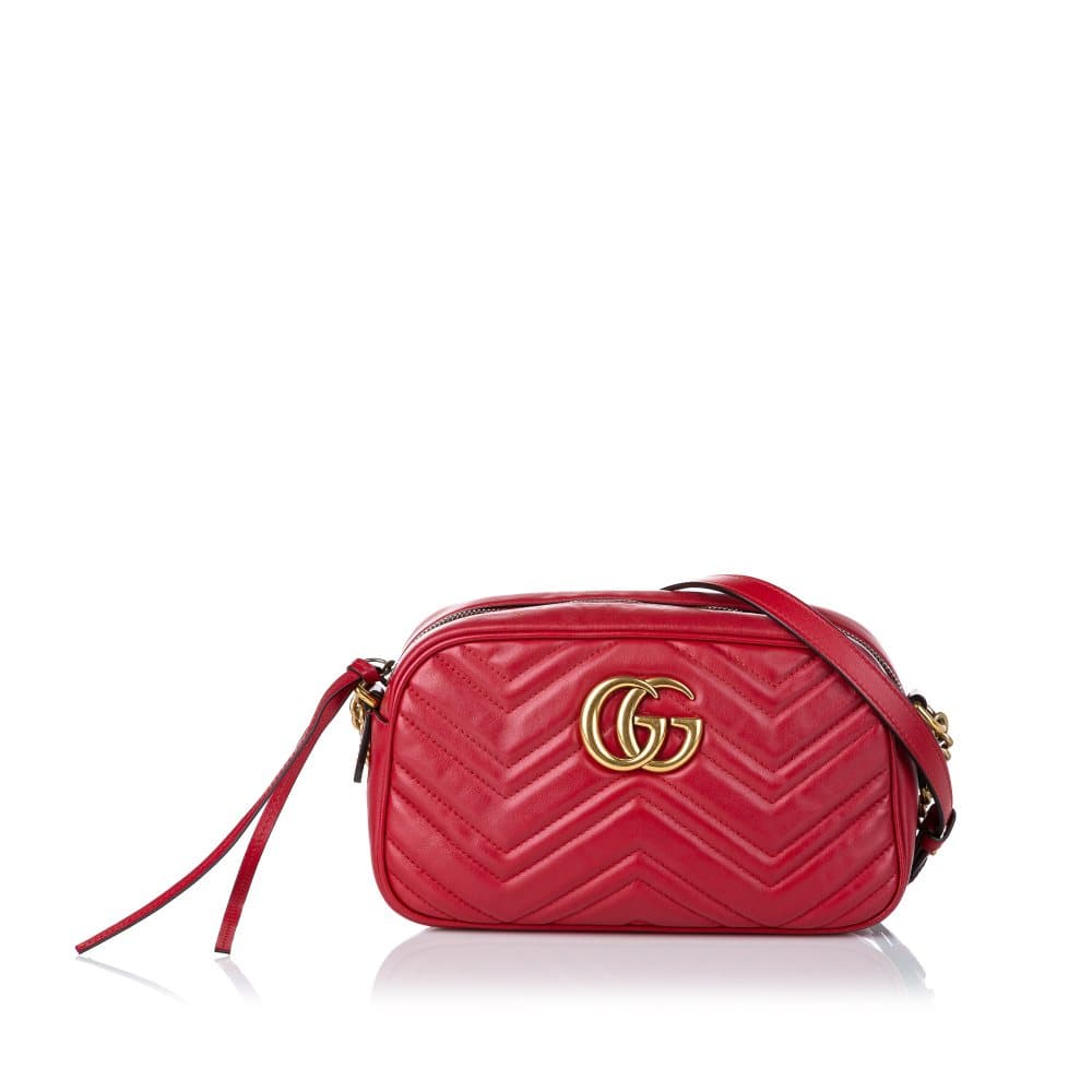 Pre-owned Gucci GG Marmont Matelasse Crossbody Bag Red