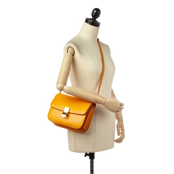 Pre-owned Celine Medium Calfskin Classic Box Yellow