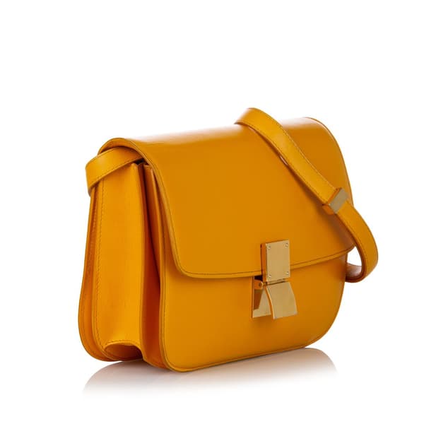 Pre-owned Celine Medium Calfskin Classic Box Yellow
