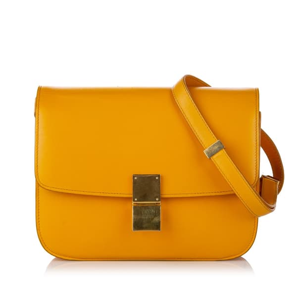 Pre-owned Celine Medium Calfskin Classic Box Yellow
