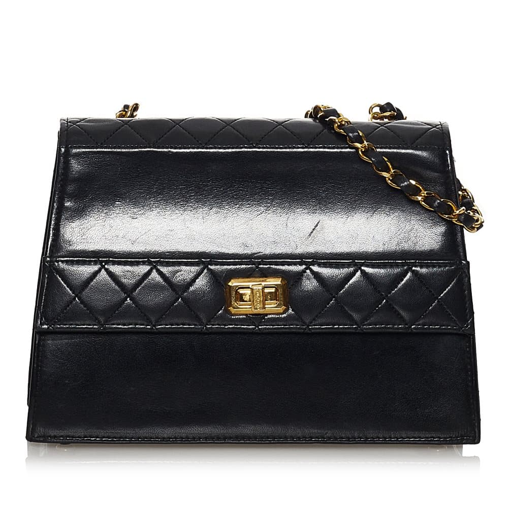 Pre-owned Chanel CC Timeless Lambskin Leather Flap Bag Black