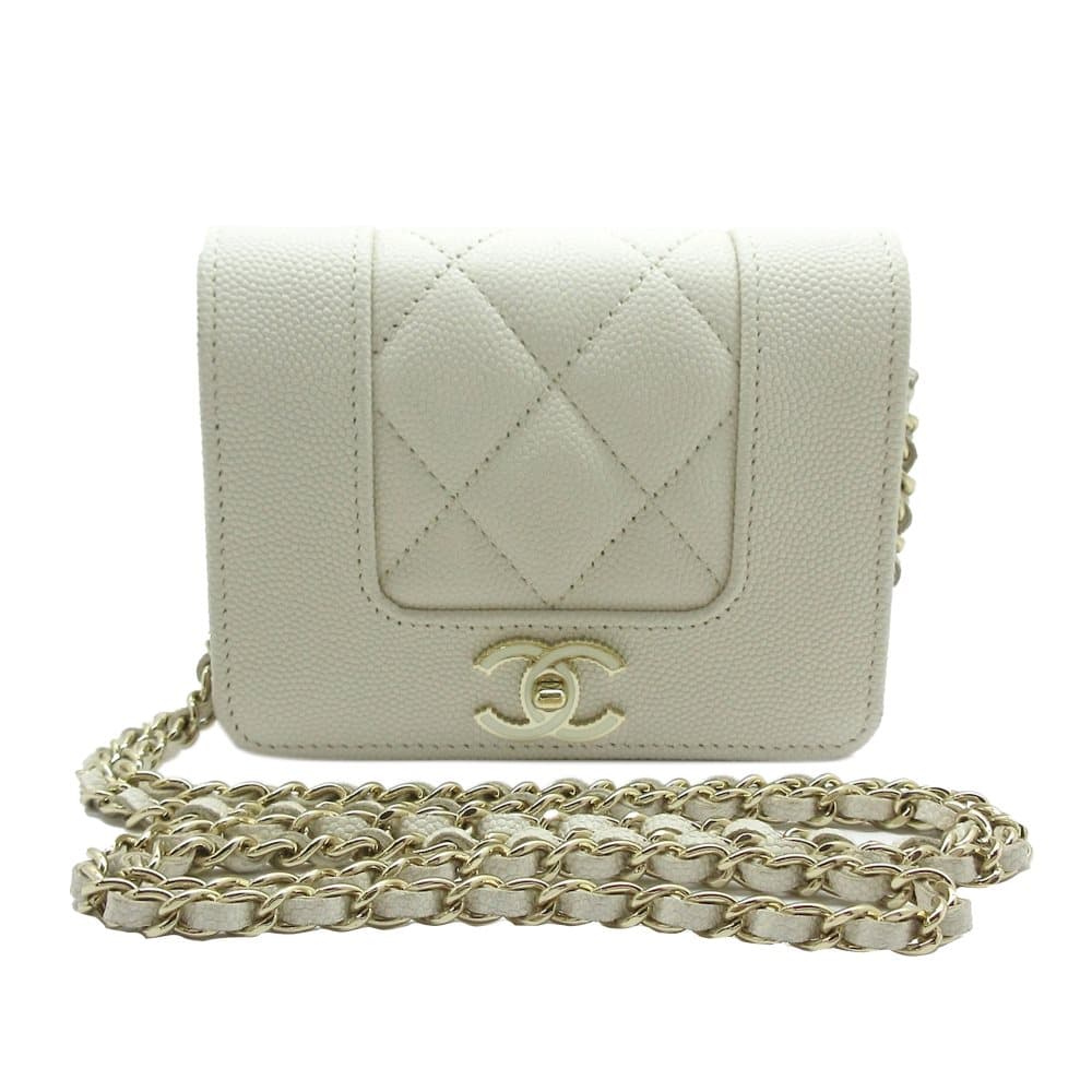 Pre-owned Chanel CC Timeless Caviar Leather Crossbody Bag White