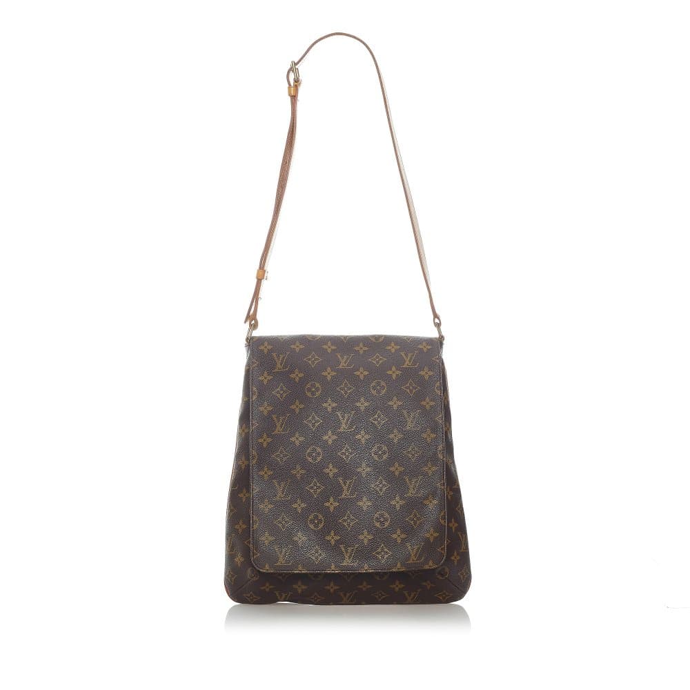 Pre-owned Louis Vuitton Monogram GM Musette Salsa Long Strap Brown