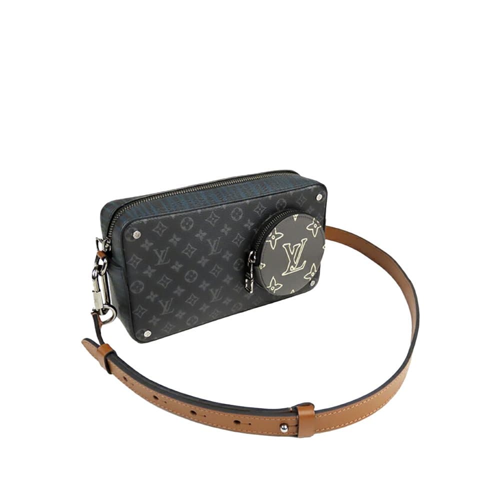 Pre-owned Louis Vuitton Monogram Eclipse Volga On Strap Black